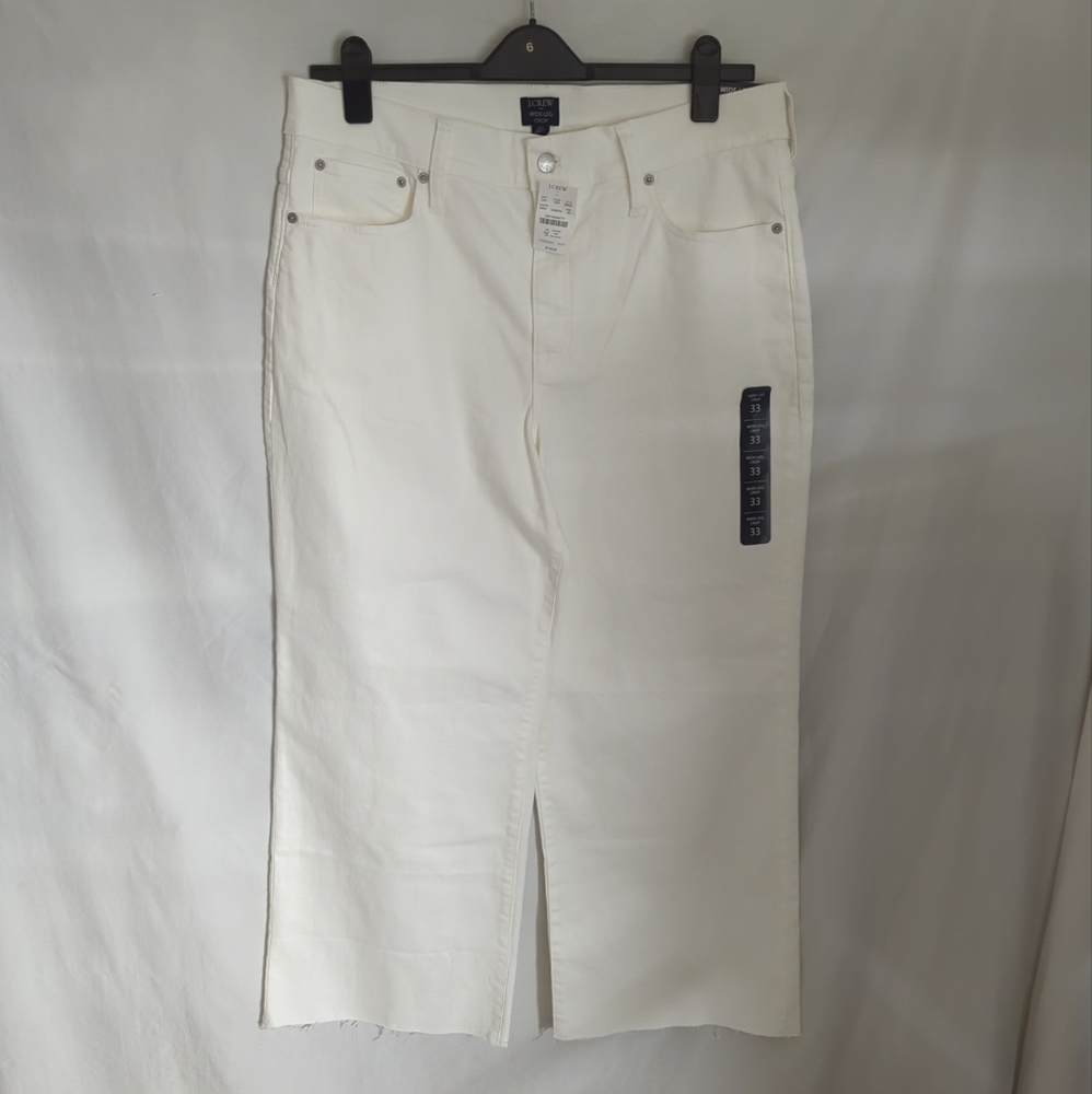 J. Crew white wide leg crop pants 5 pocket style sz 16/18 all day stretc…